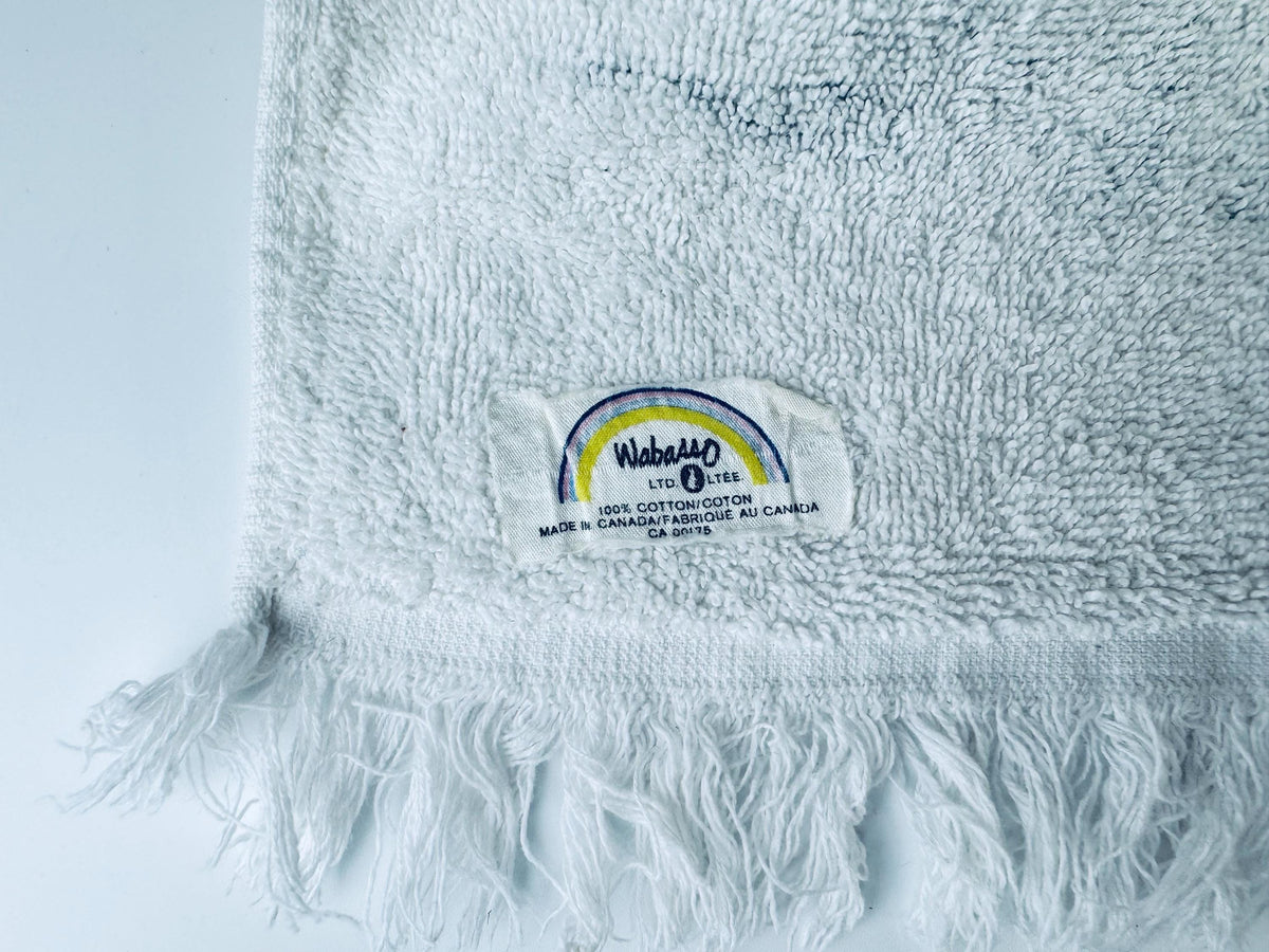 Product image for 'vintage toile print white dark grey fringe bath towel made in canada by wabasso 100 cotton towels sold separately' (view 3613fb)