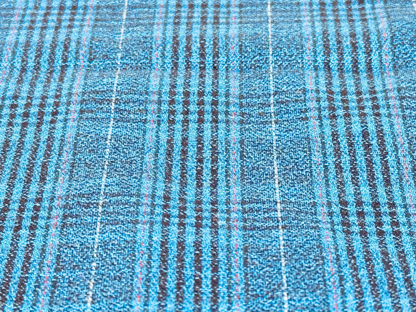 Tissu polyester à carreaux bleu et noir vintage - 122 x 147 cm