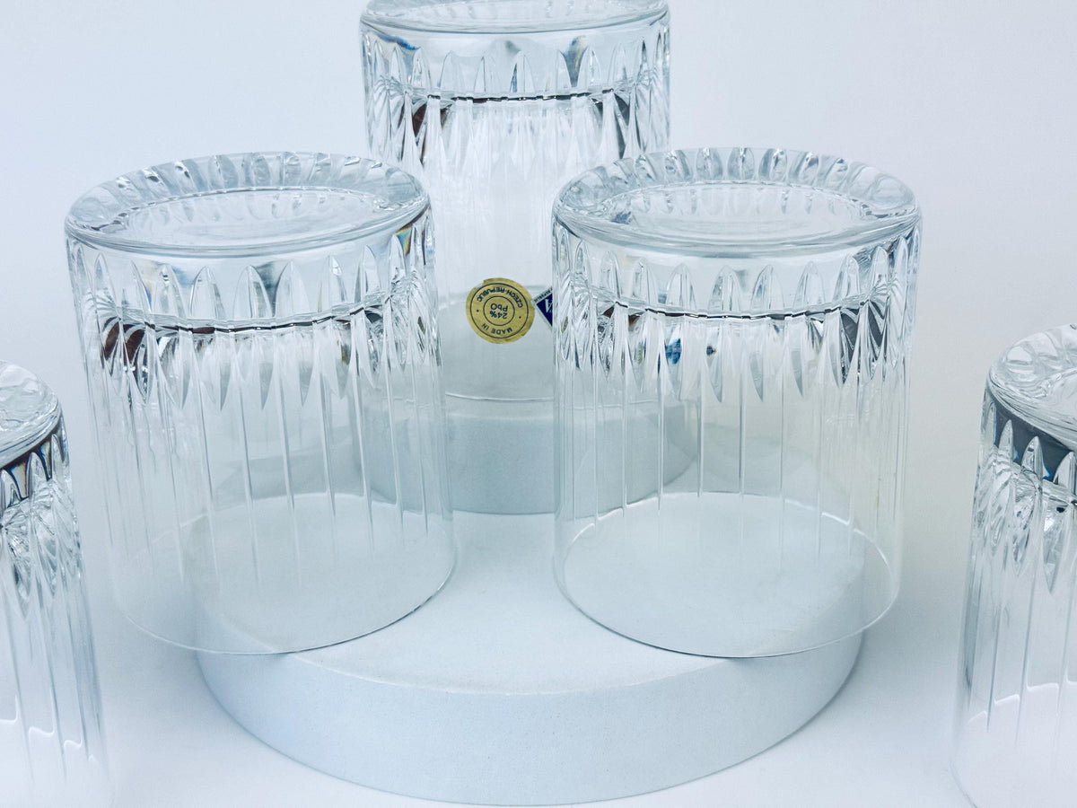 Product image for 'vintage jihlavske sklarny bohemia crystal lowball glasses set of five 5 made in czech republic' (view e345e6)