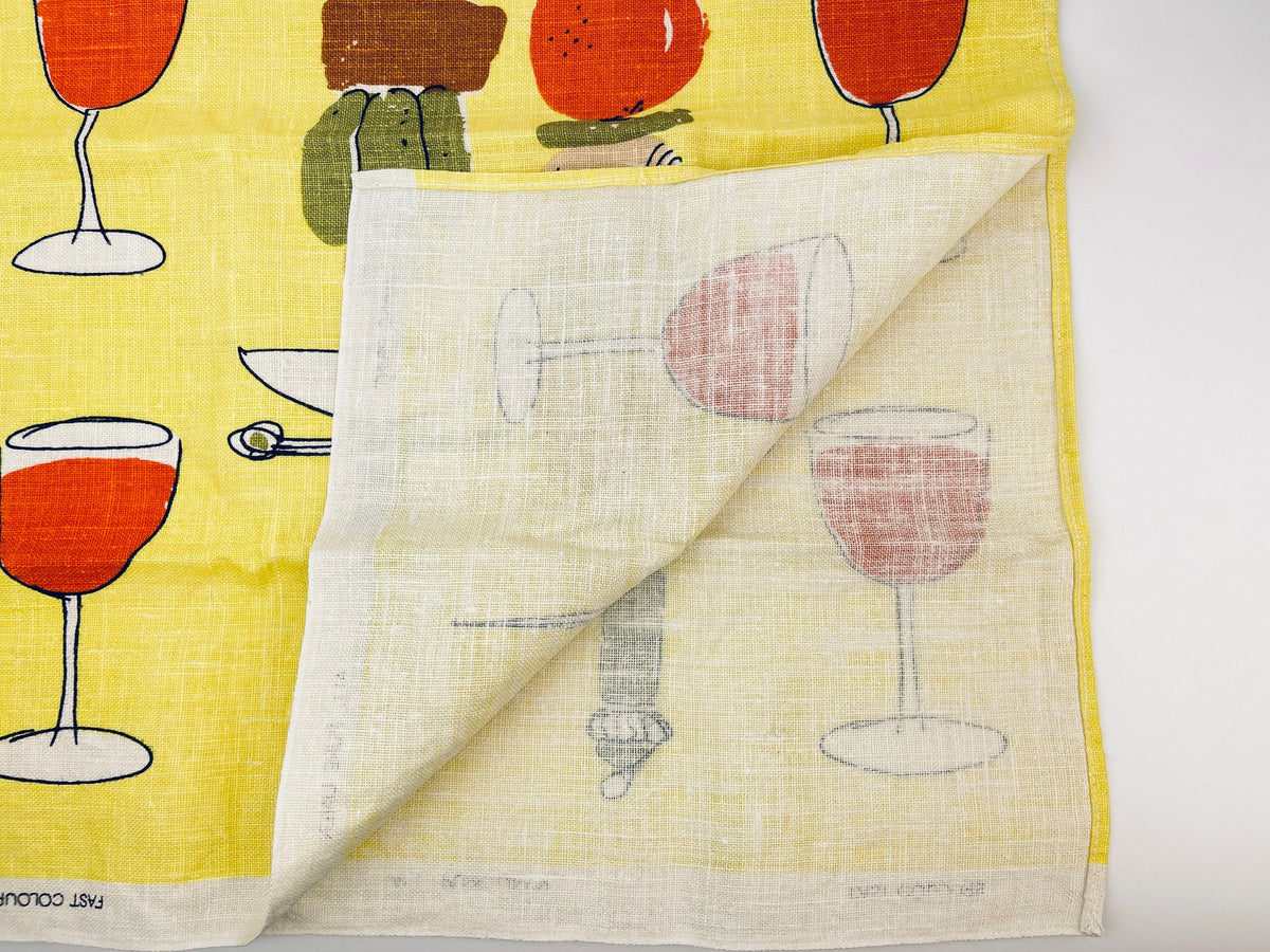 Product image for 'vintage bbq wine glass tea towel bbq statement towel all pure linen fast colours hand printed' (view 353894)