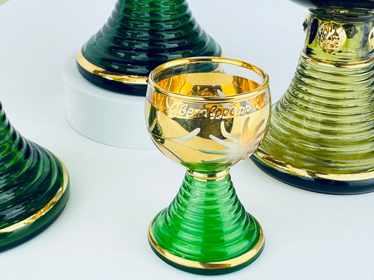 Product image for 'vintage german souvenir roemer green beehive stemmed barware glass sold separately' (view 8588eb)