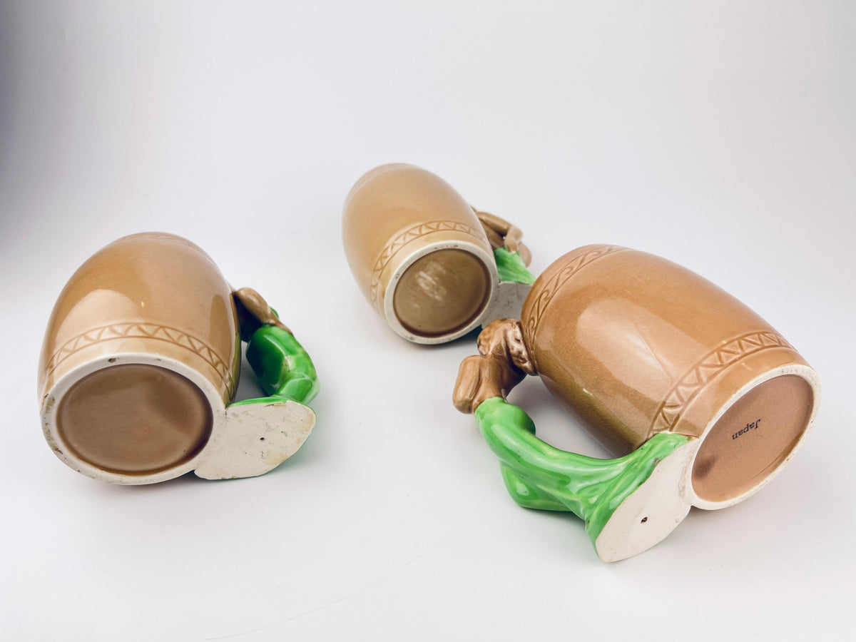 Product image for 'vintage risque nude woman barrel shaped brown ceramic mug sold individually groomsmen barware gift made in japan 1' (view e3170f)