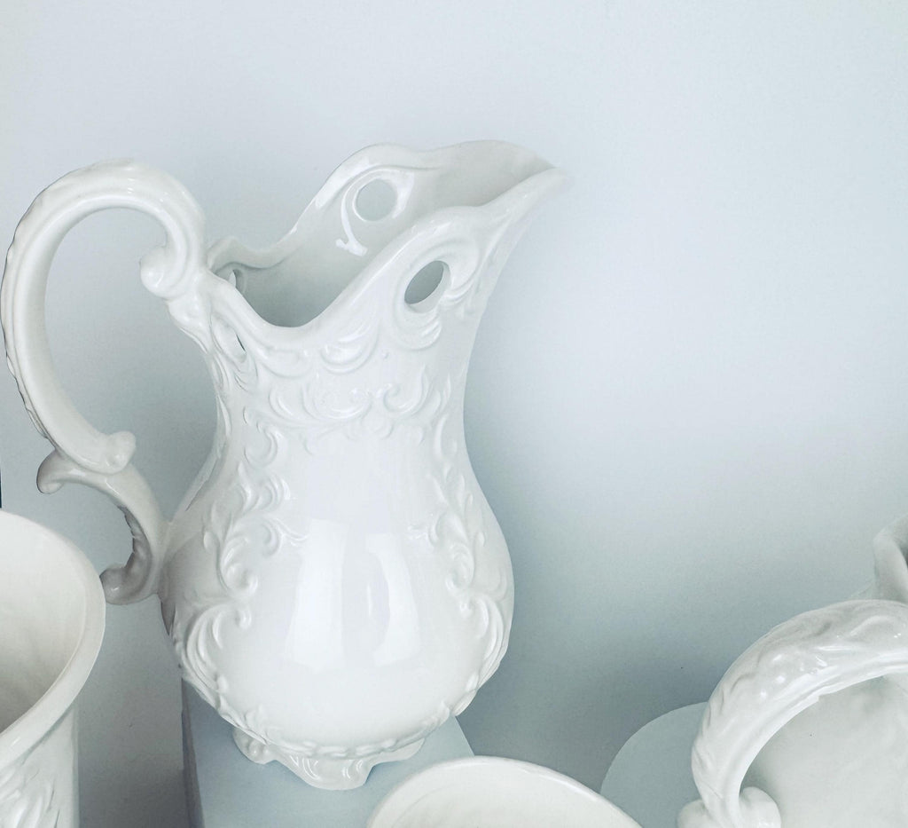 Product image for 'vintage french white provincial coffee teapot service set pieces sold separately made in japan by napcoware' (view b46c62)