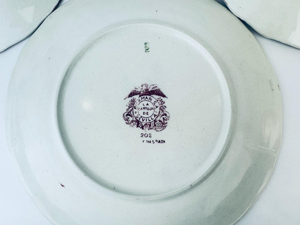 Product image for 'vintage 1940s la cartuja de sevilla pickman red transferware plates spanish earthenware serving display plates sold separately' (view 110617)