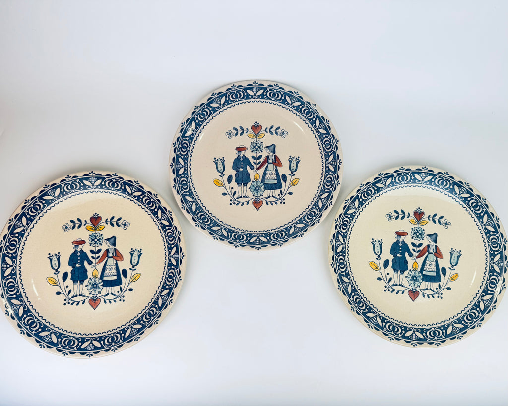 Vintage Staffordshire Old Granite Plate + Bowl - Hearts & Flowers Pattern - Johnson Bros - Made In England - Sold Individually