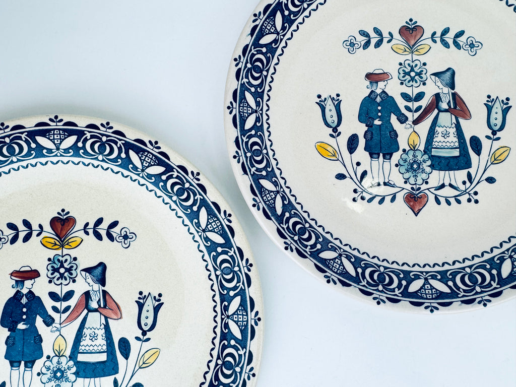 Vintage Staffordshire Old Granite Plate + Bowl - Hearts & Flowers Pattern - Johnson Bros - Made In England - Sold Individually
