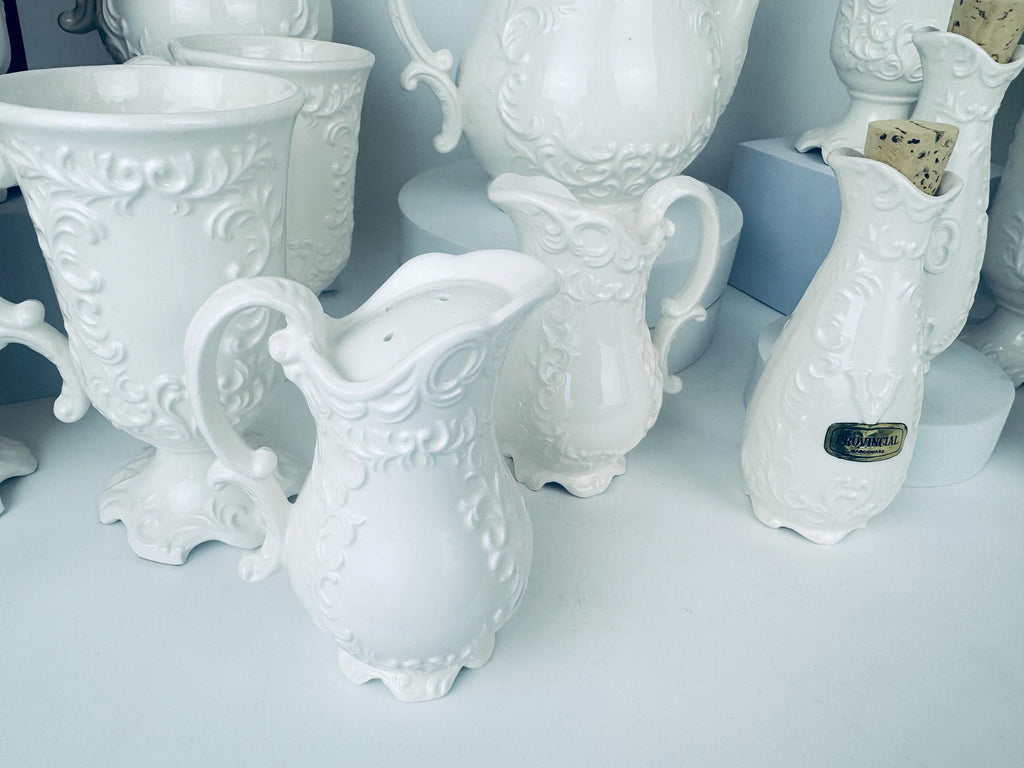 Product image for 'vintage french white provincial coffee teapot service set pieces sold separately made in japan by napcoware' (view bdd147)