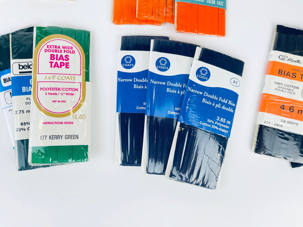 Product image for 'vintage bias tape various colours widths made in canada usa new old stock nos polyester cotton blend' (view 1a539c)