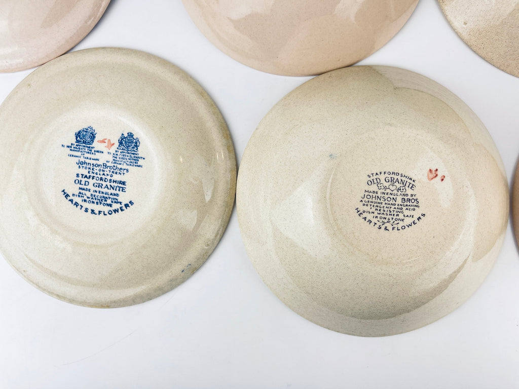 Product image for 'vintage staffordshire old granite plate bowl hearts flowers pattern johnson bros made in england sold individually' (view 47ad01)