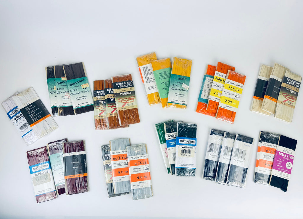 Product image for 'vintage bias tape various colours widths made in canada usa new old stock nos polyester cotton blend' (view dbf2c4)