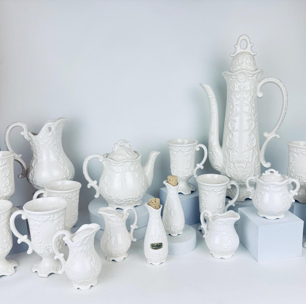 Product image for 'vintage french white provincial coffee teapot service set pieces sold separately made in japan by napcoware' (view 9f9762)