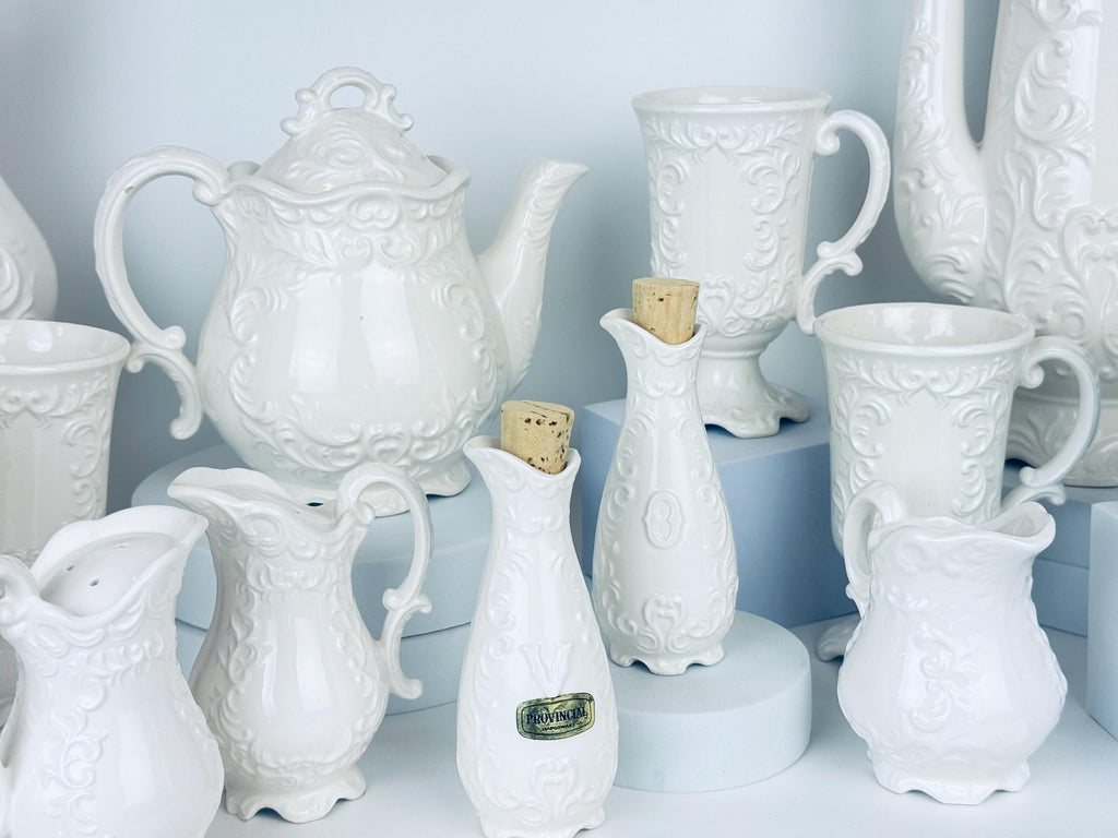 Product image for 'vintage french white provincial coffee teapot service set pieces sold separately made in japan by napcoware' (view bc6e01)