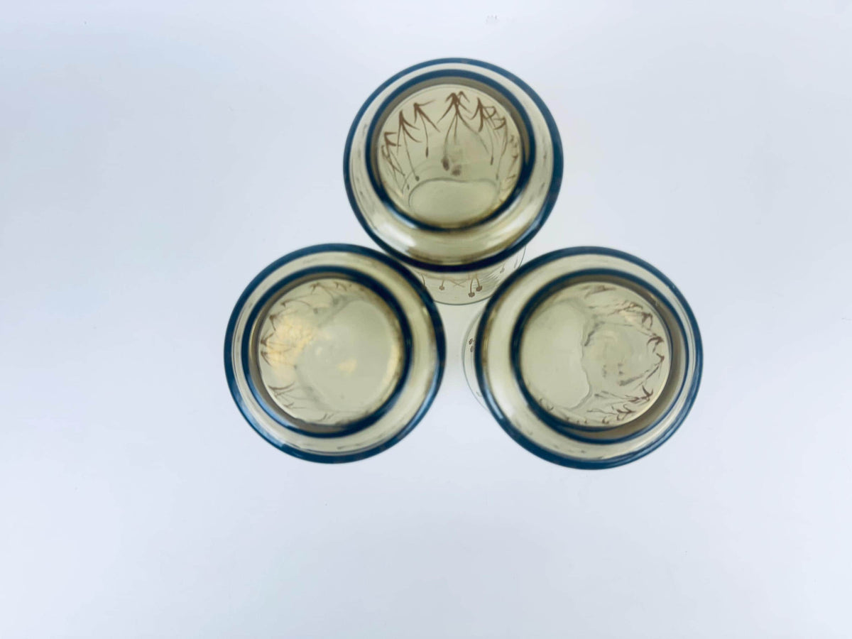 Product image for 'vintage dominion glass cat tails tumbler glasses smokey brown set of three 3' (view f4bbf0)