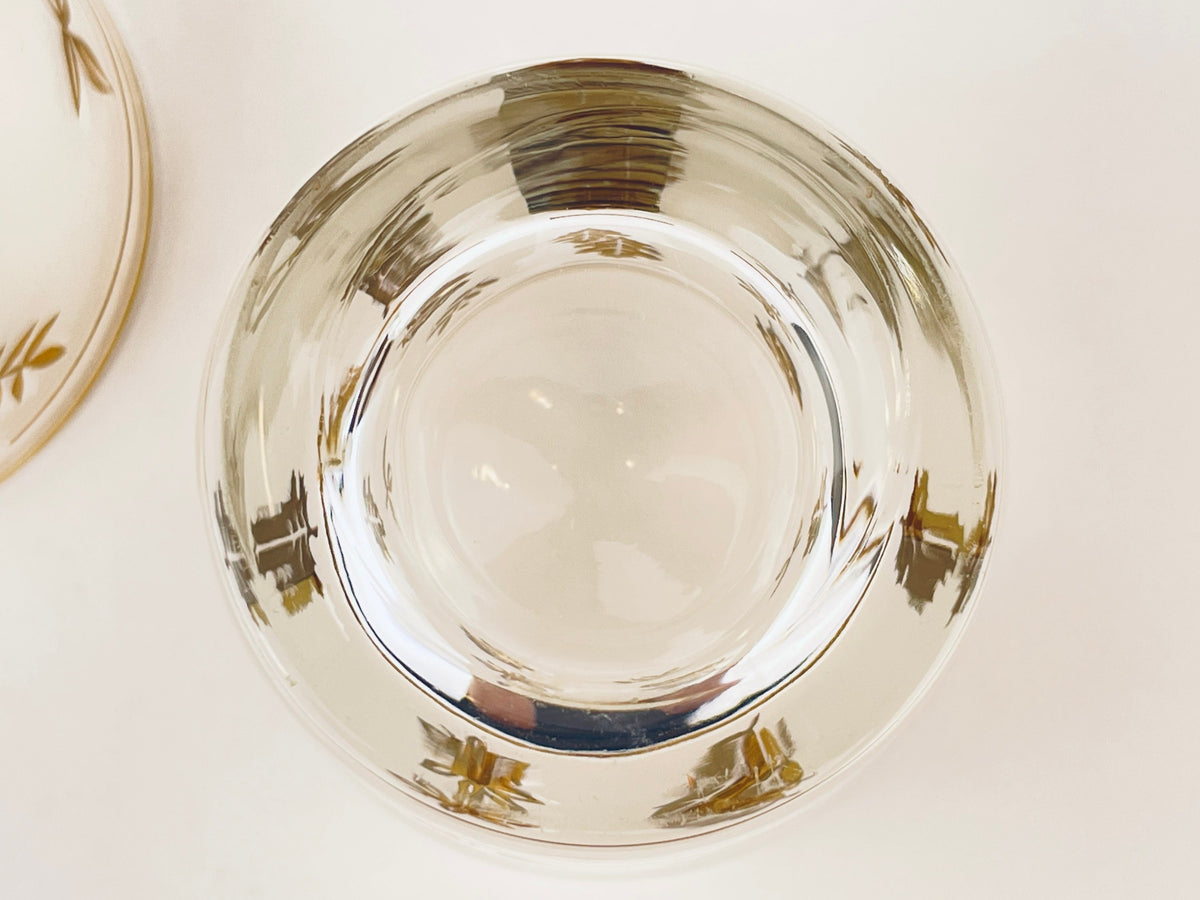 Product image for 'vintage mcm low ball glasses set of two 2 frosted gold leaf pattern' (view e18020)