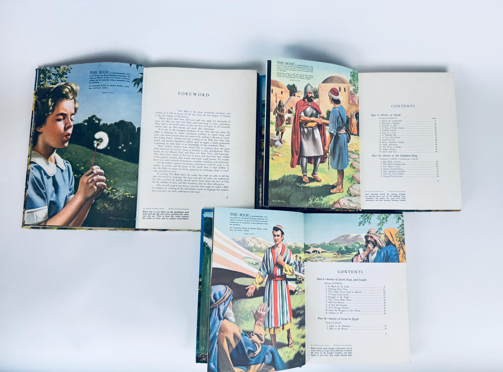 Vintage 1950s Hardcover Bible Story Books - BlueIllustrated Childrens Bible Storybook - ArthurS.Maxwell - Each Sold Individually