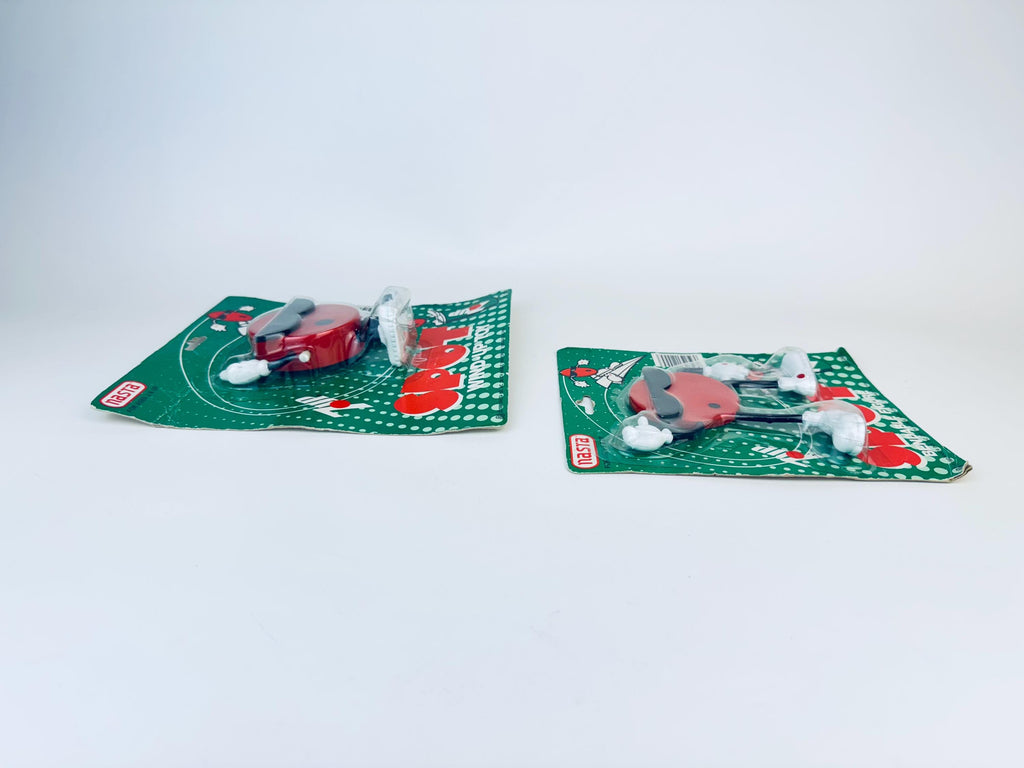 Mascotte de boisson rétro à pois rouges 7UP vintage des années 1980, pliable ou mécanique, à collectionner - Fabriquée par « Nasta » - Vendue séparément