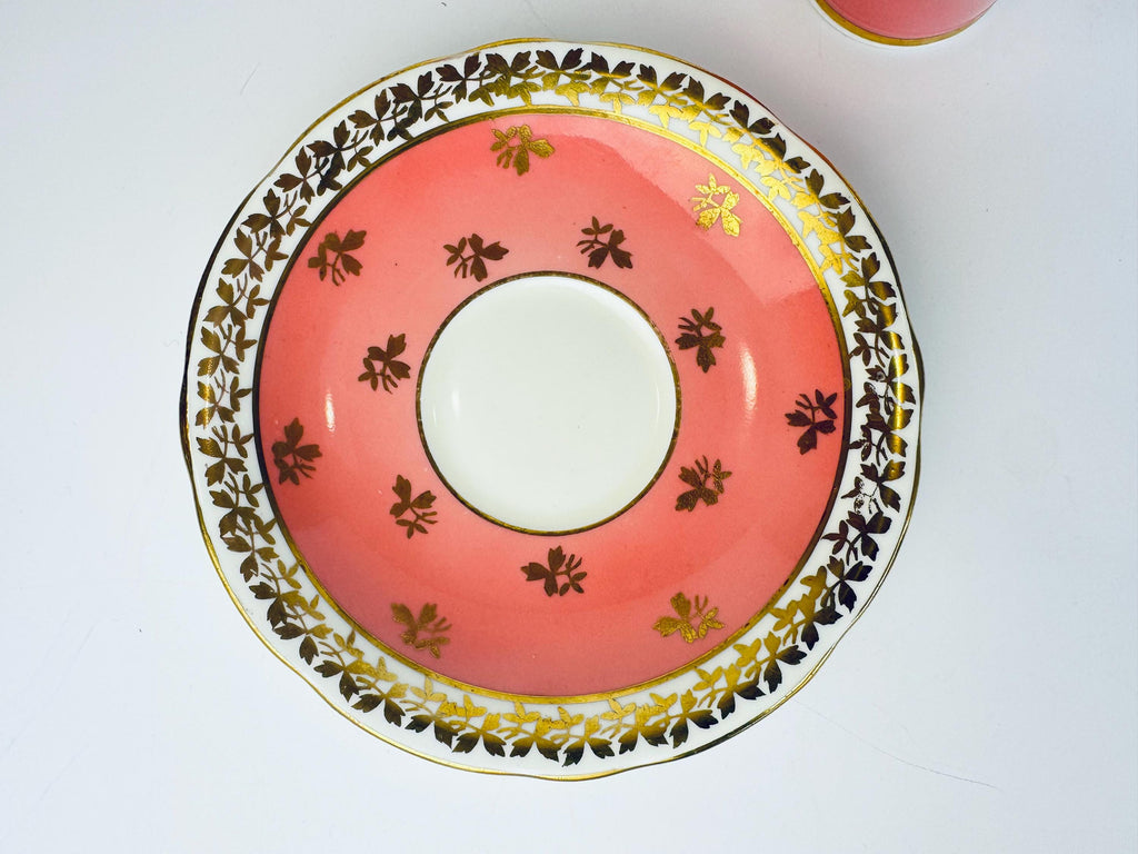 Vintage 'AYNSLEY' Pink White & Gold Bone China Tea Cup + Saucer - Floral Rose Pattern - Made In England