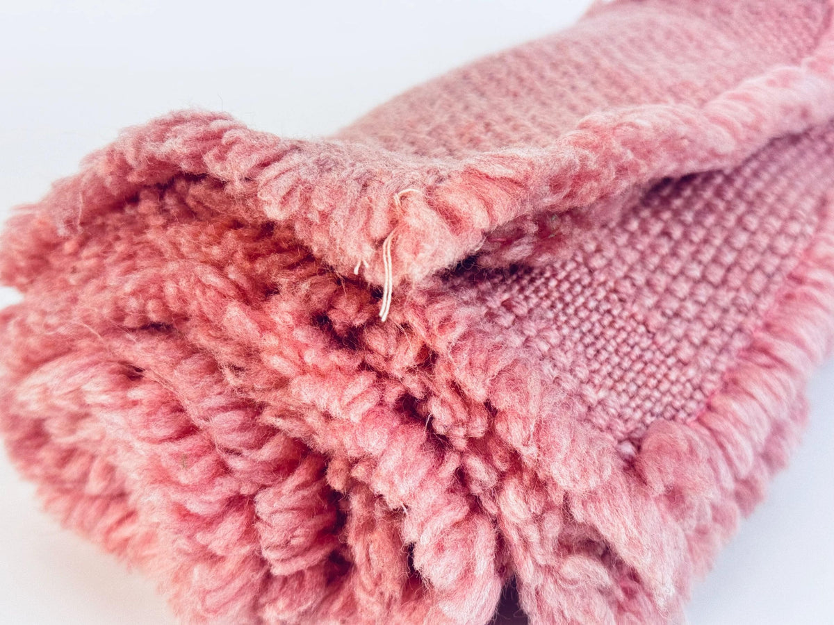 Vintage 1980s/1990s Pink Acrylic Woven Fringe Place Mats Set of 5 Retro Table Linens