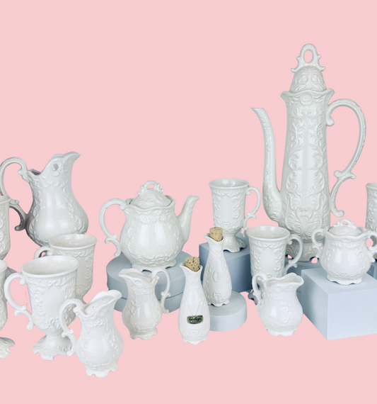 Product image for 'vintage french white provincial coffee teapot service set pieces sold separately made in japan by napcoware' (view 39a1a3)