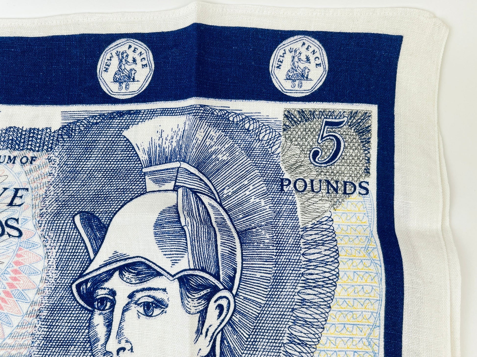 Product image for 'vintage 1960s bank of britain 5 irish linen tea towel ulster weavers statement textile' (view f48bcc)