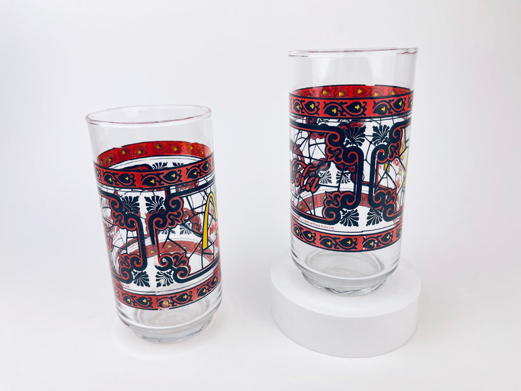 Product image for 'vintage coca cola mcdonalds canada stained glass water tumbler glasses sold individually' (view cde81b)