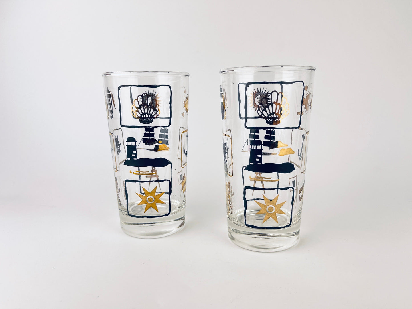 Product image for 'vintage dominion glass nautical pattern highball glasses set of two 2' (view 6148e1)