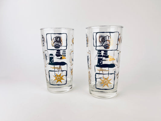 Product image for 'vintage dominion glass nautical pattern highball glasses set of two 2' (view 6148e1)