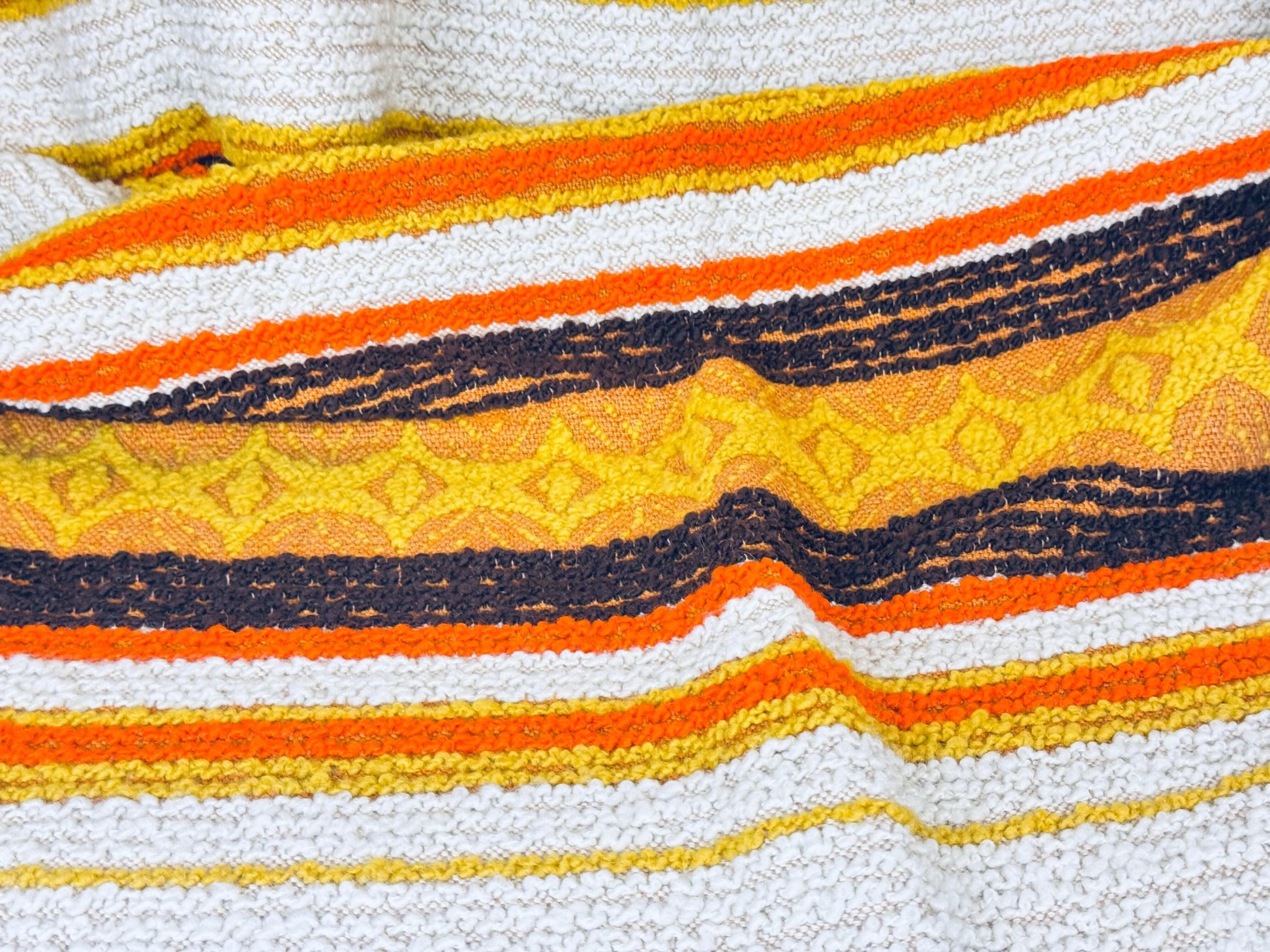 Product image for 'vintage 1970s acrylic rug 50 x72 sculpted loop pile with fringe retro geometric floor rug' (view 6134dd)