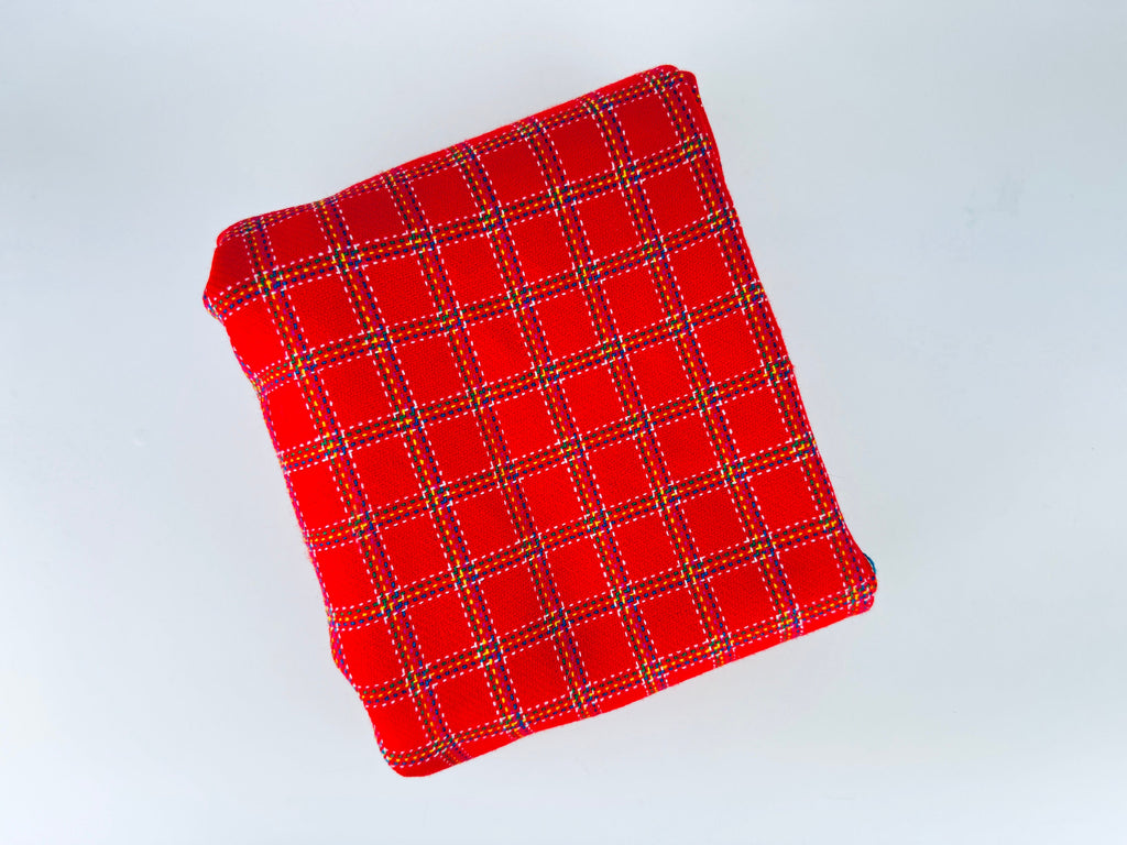 Product image for 'vintage bright red thick woven striped jacquard polyester fabric 50 x 59' (view eaf1b2)