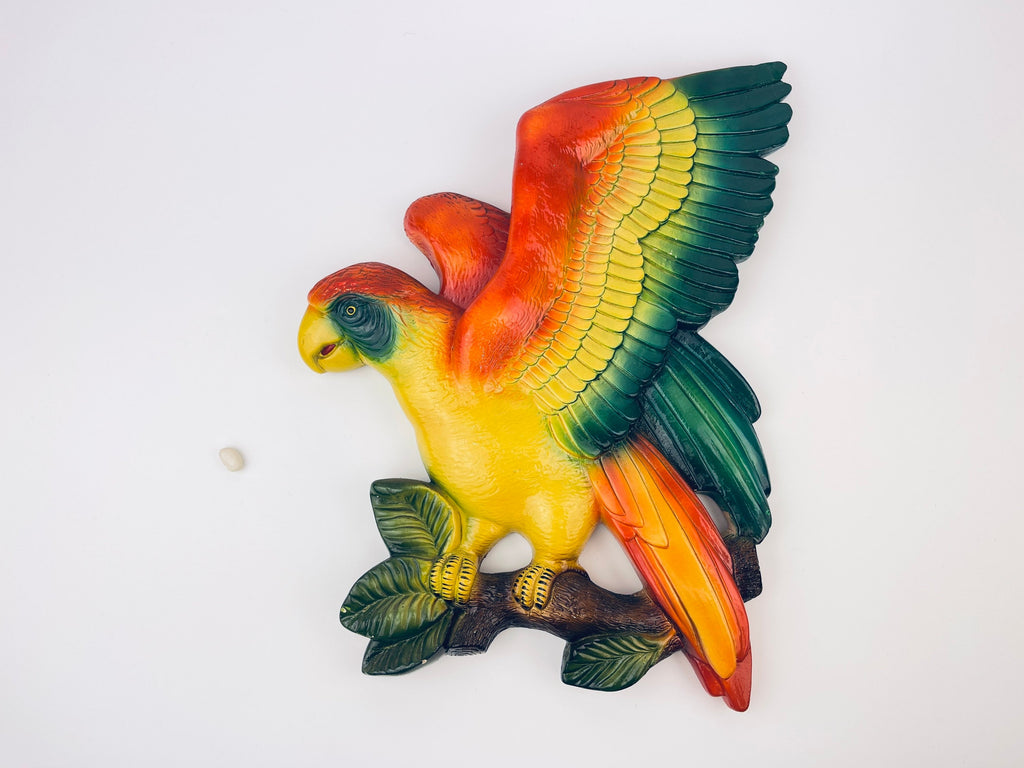 Product image for 'vintage vibrant mid century parrot chalkware wall art hand painted devonware canada' (view 7c88b0)