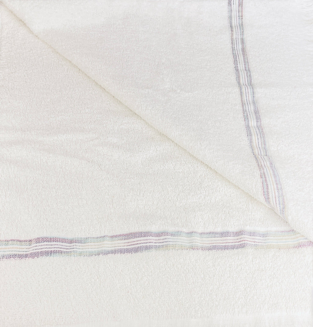 Product image for 'vintage cannon fringe rectangular bath towel pastel ribbon stripe pattern cotton polyester blend made in usa sold separately' (view 986297)