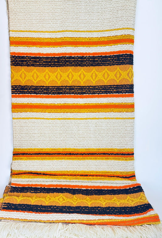 Product image for 'vintage 1970s acrylic rug 50 x72 sculpted loop pile with fringe retro geometric floor rug' (view 1ff9de)