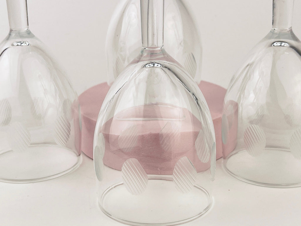 Product image for 'vintage etched polka dot clear port sherry glasses set of four 4' (view 29512c)