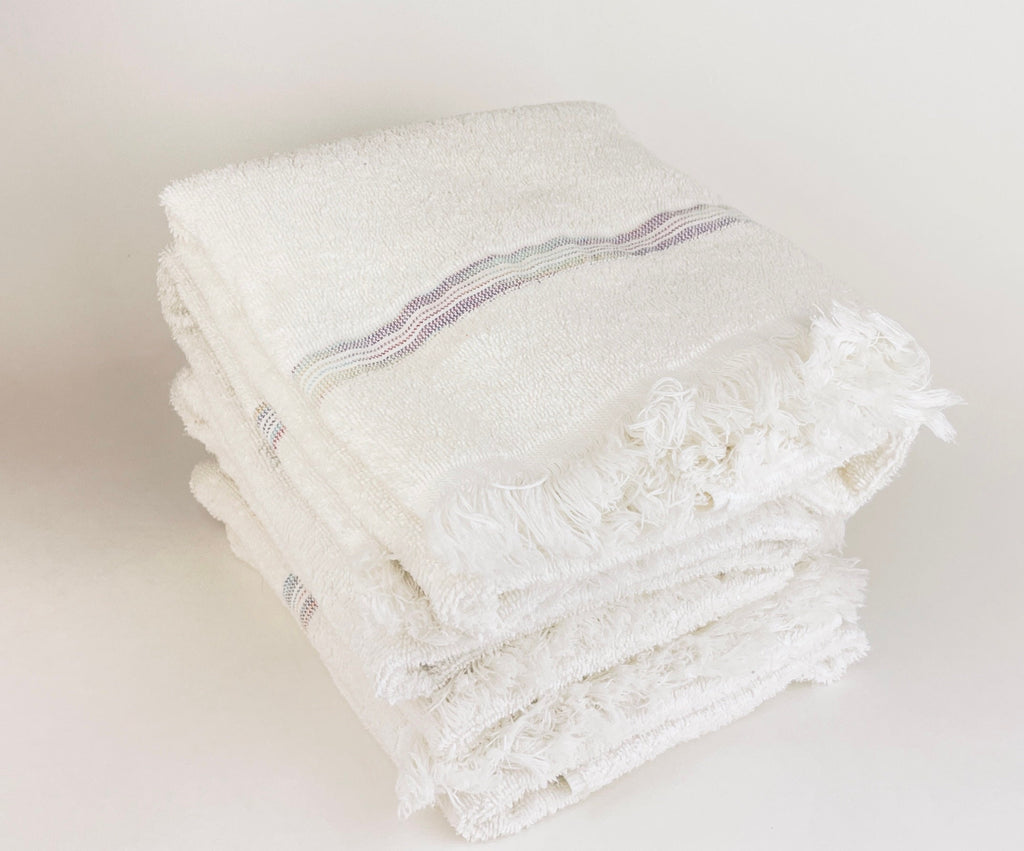 Product image for 'vintage cannon fringe rectangular bath towel pastel ribbon stripe pattern cotton polyester blend made in usa sold separately' (view 35bc16)