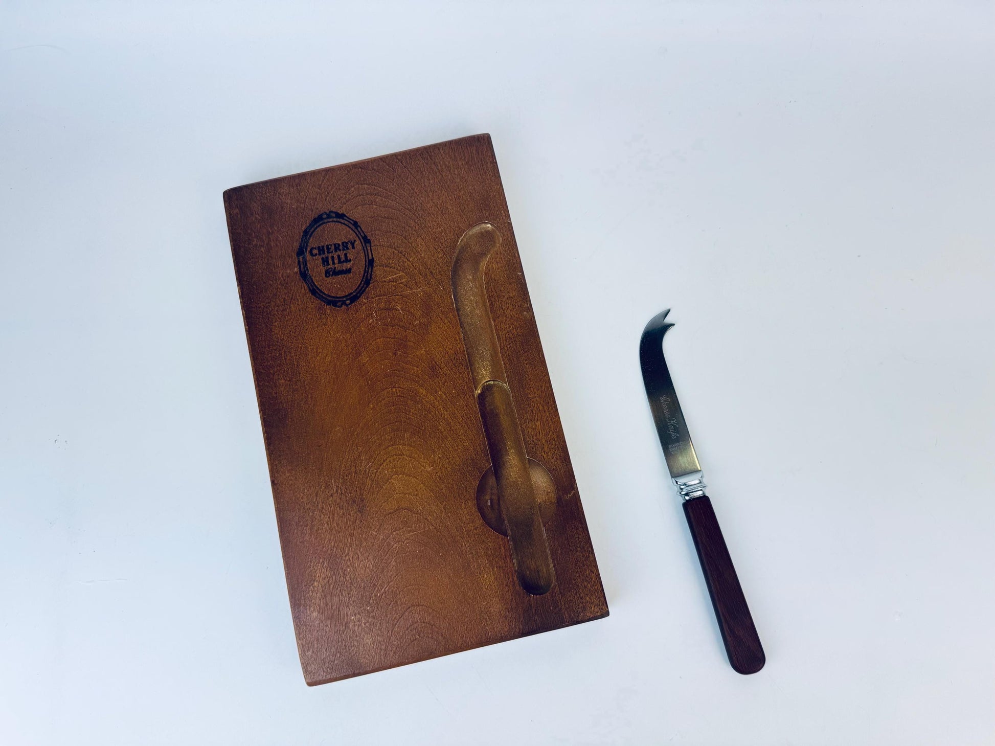 Product image for 'vintage cherry hill cheese board knife set stainless sheffield england' (view ec7532)