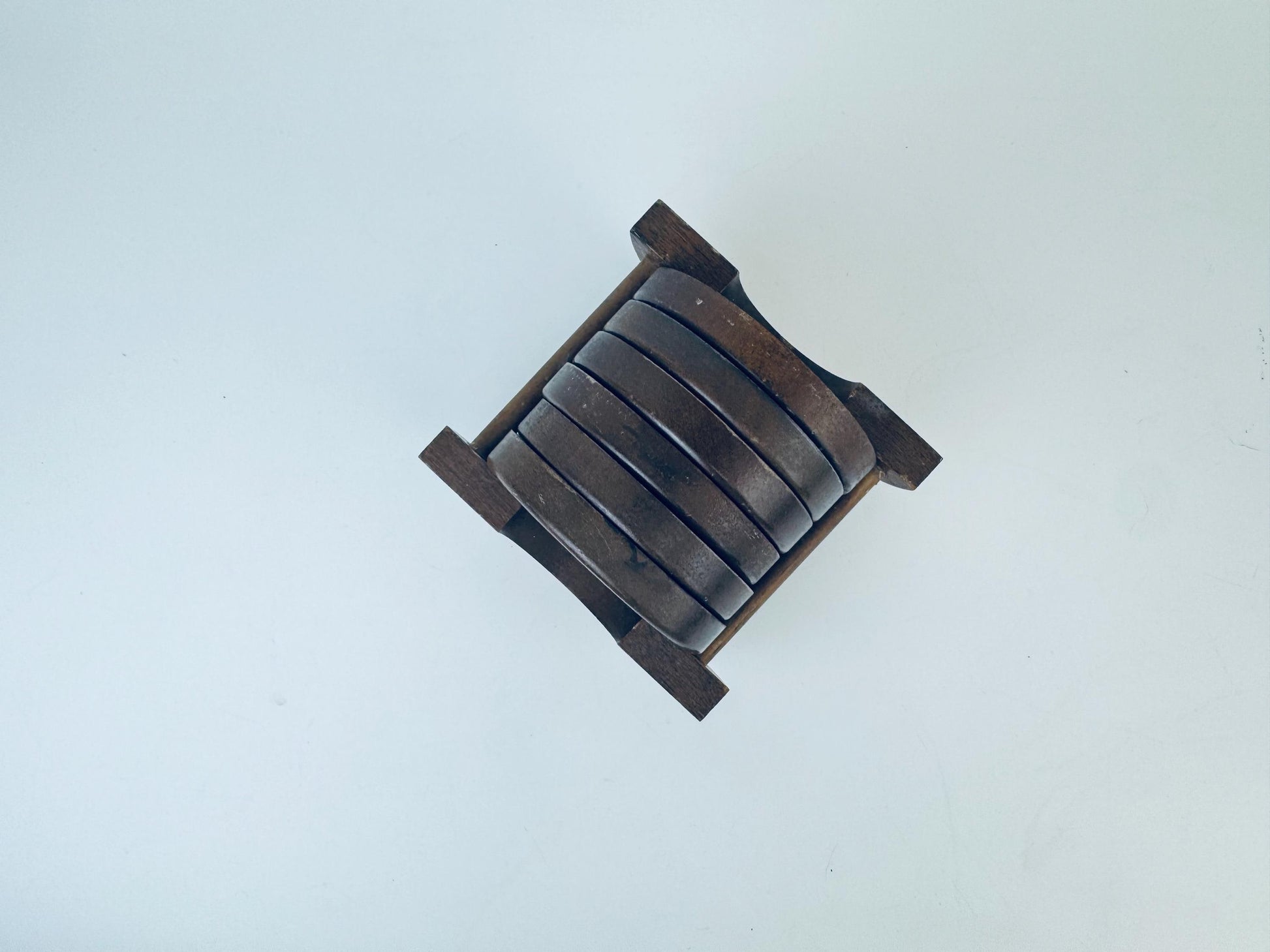Product image for 'vintage delft windmill blue white coaster set wood ceramic inlay set of six 6' (view f3d89f)
