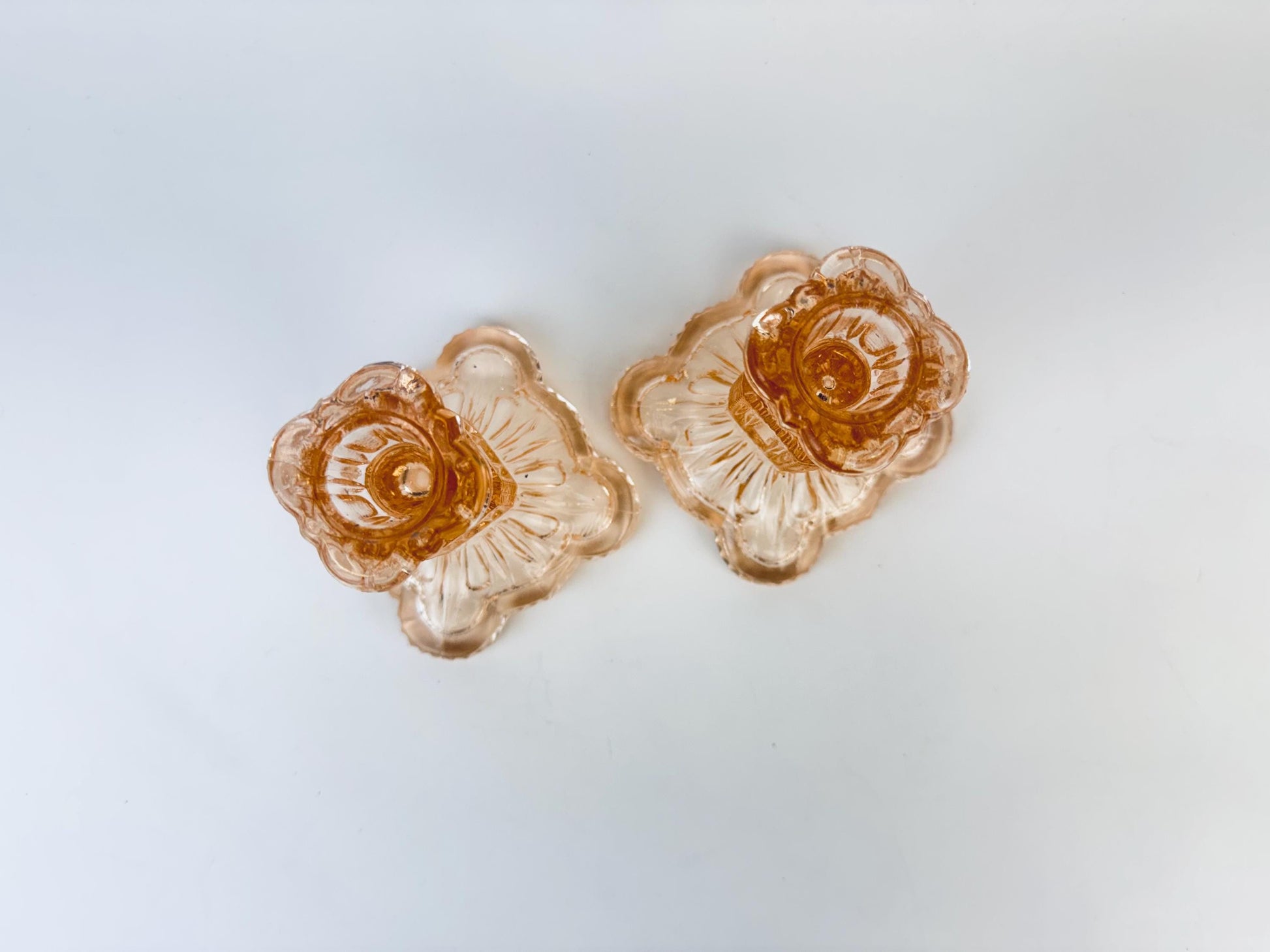 Product image for 'vintage pink blush depression glass candlestick holders set of two 2' (view ffef55)