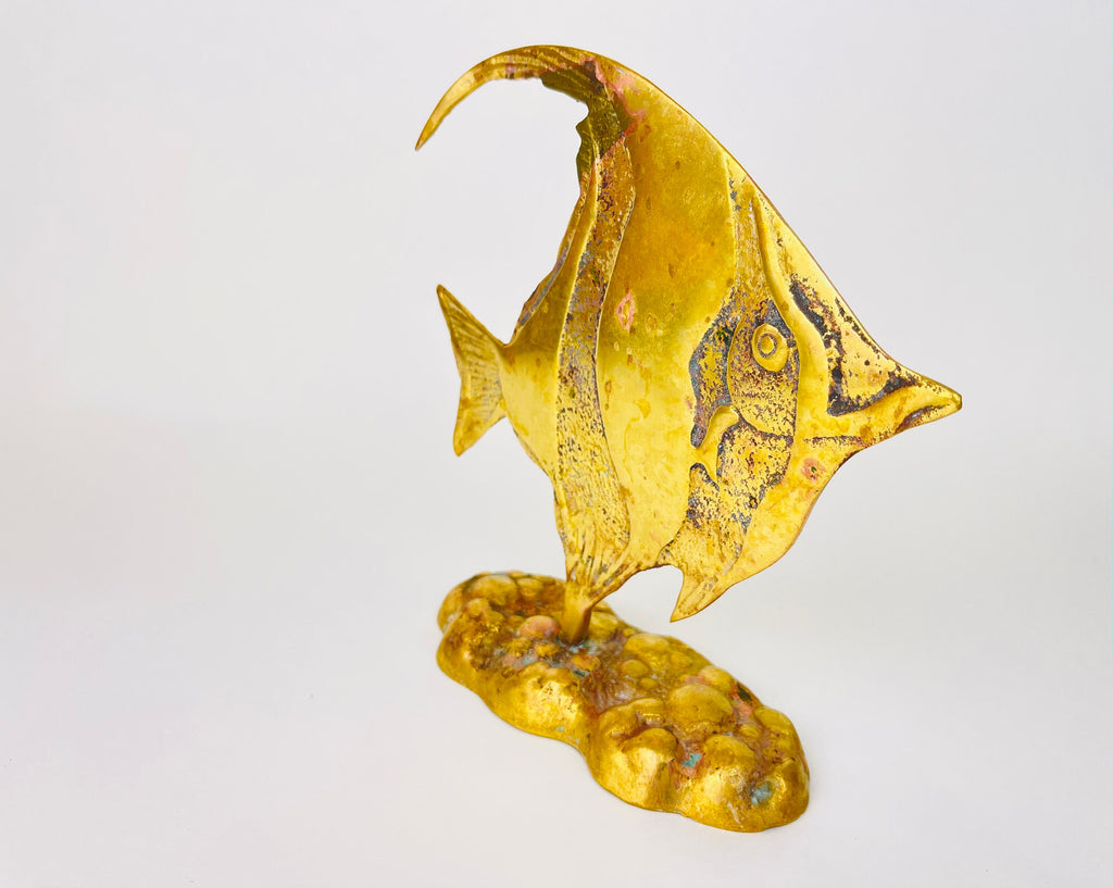 Product image for 'vintage brass angel fish figurine attractive aged metal patina' (view bbb6fa)