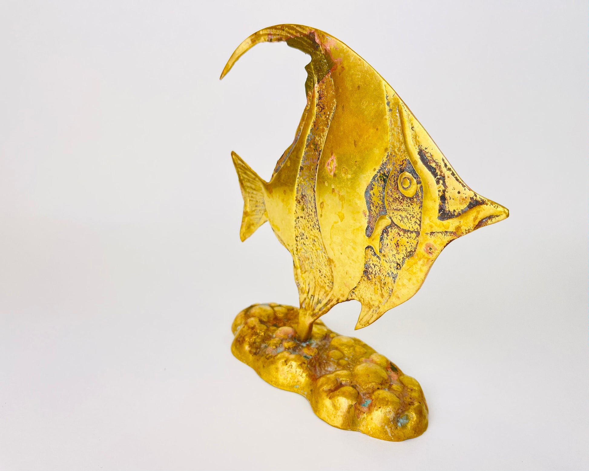 Product image for 'vintage brass angel fish figurine attractive aged metal patina' (view bbb6fa)
