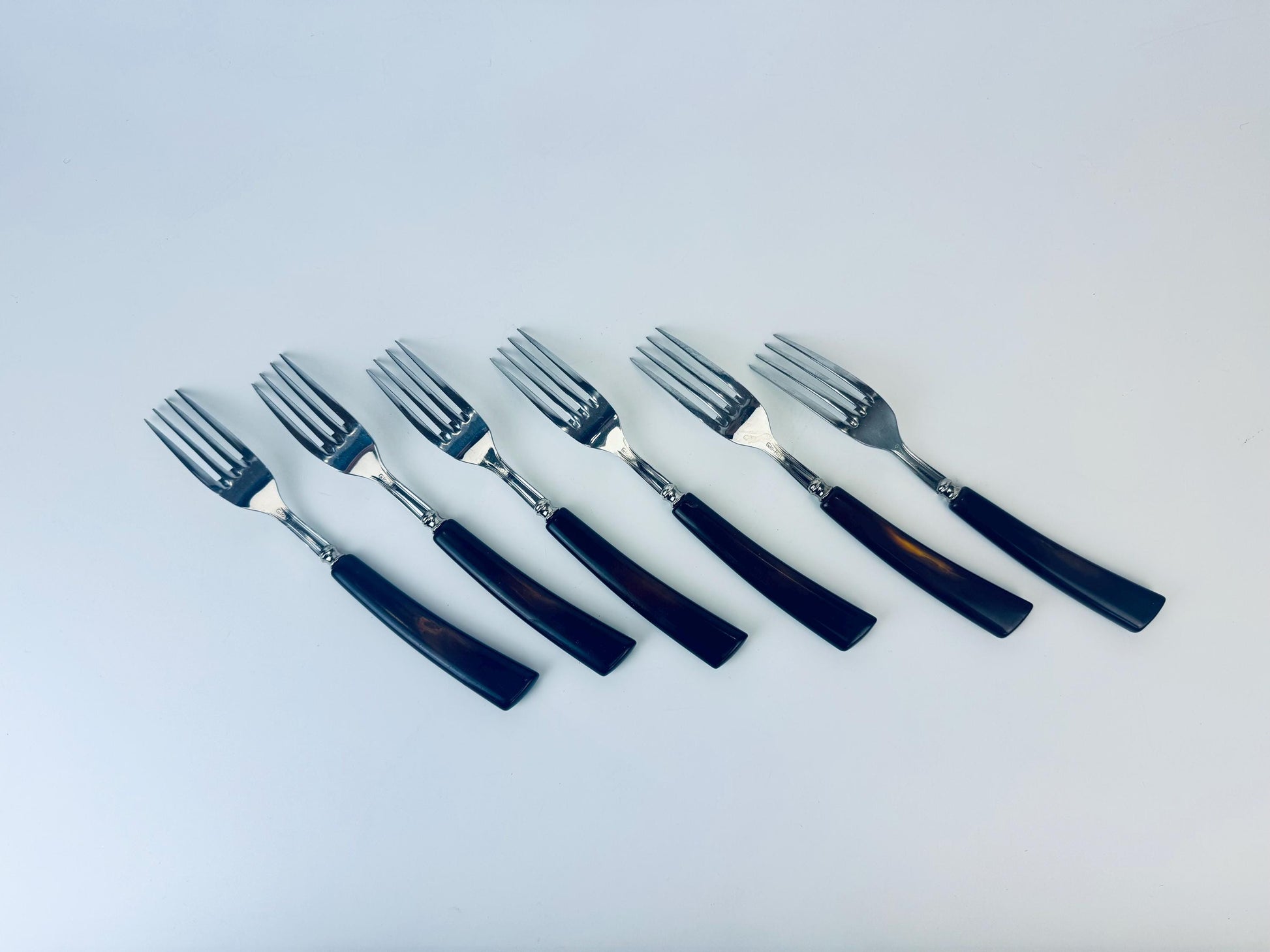 Product image for 'vintage gh glo hill fork set stainless steel bakelite handle set set of six 6' (view c8c7b0)