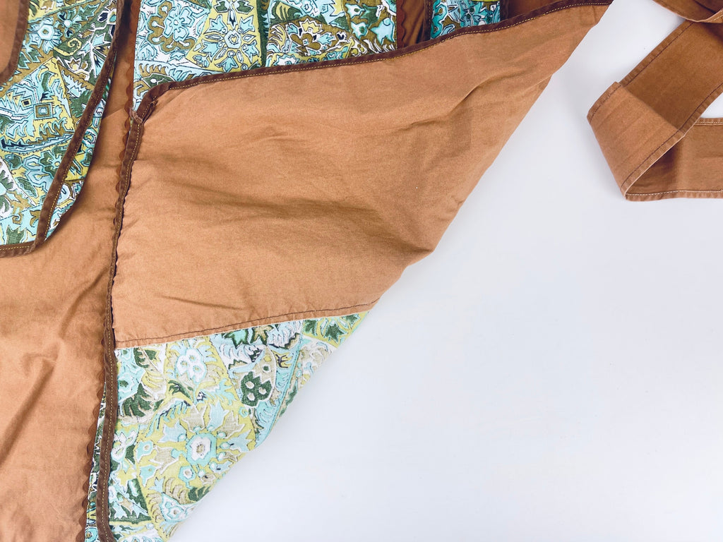 Product image for 'vintage handmade green brown abstract waist apron dual pockets' (view 7e1ef8)