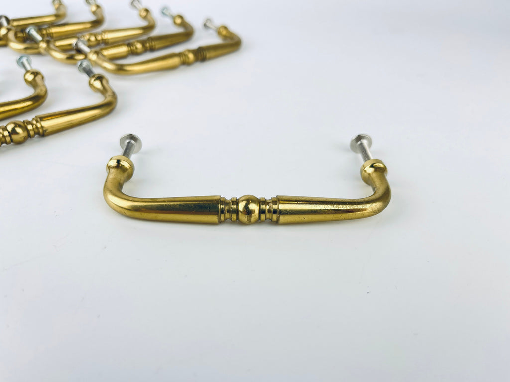 Product image for 'vintage horizontal solid brass drawer pull hardware attractive aged brass patina sold separately' (view 9310de)