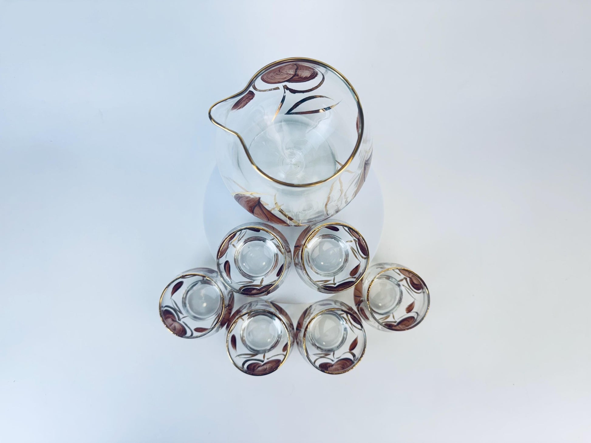 Product image for 'vintage enchant ware brandy snifter roly poly glass barware set made in canada' (view 151a3a)