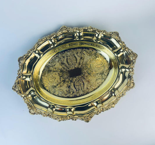 Product image for 'vintage viking plate ornate oval solid brass bowl made in canada' (view 7b8d3b)