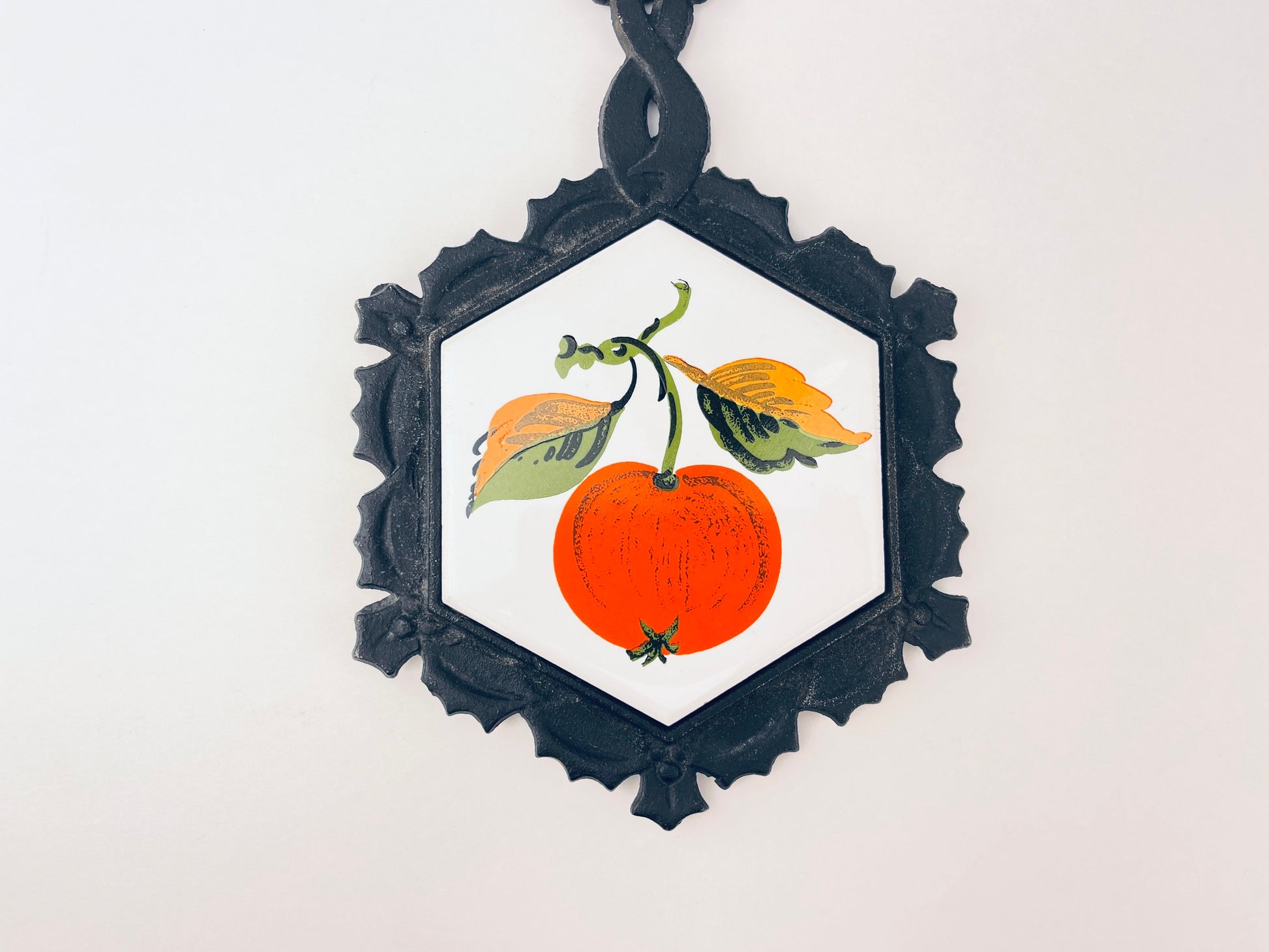 Product image for 'vintage cast iron ceramic apple design trivet hot pot plate holder made in japan by lego wedding bells gift' (view 85d5fc)