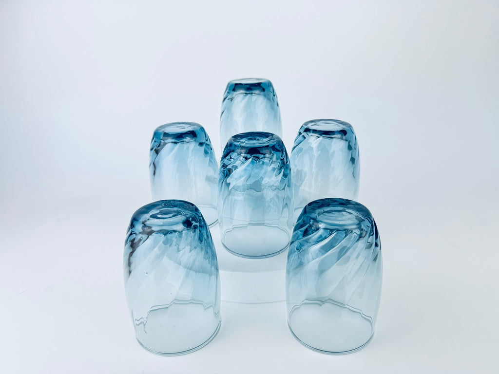 Product image for 'vintage tiara bleu libbey swirl juice glasses set of six 6' (view 89b951)