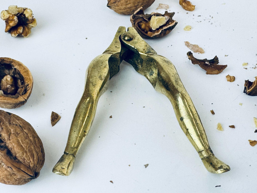 Product image for 'mid century brass leg nutcracker 1960s vintage brass kitchen gadget sculptural hand held nut cracker' (view 0b7772)