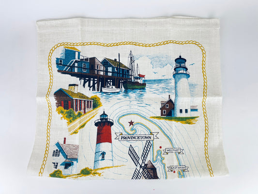 Product image for 'vintage provincetown cape cod linen tea towel the first landing place of the pilgrims pure linen kay dee handprints rhode island' (view adff46)