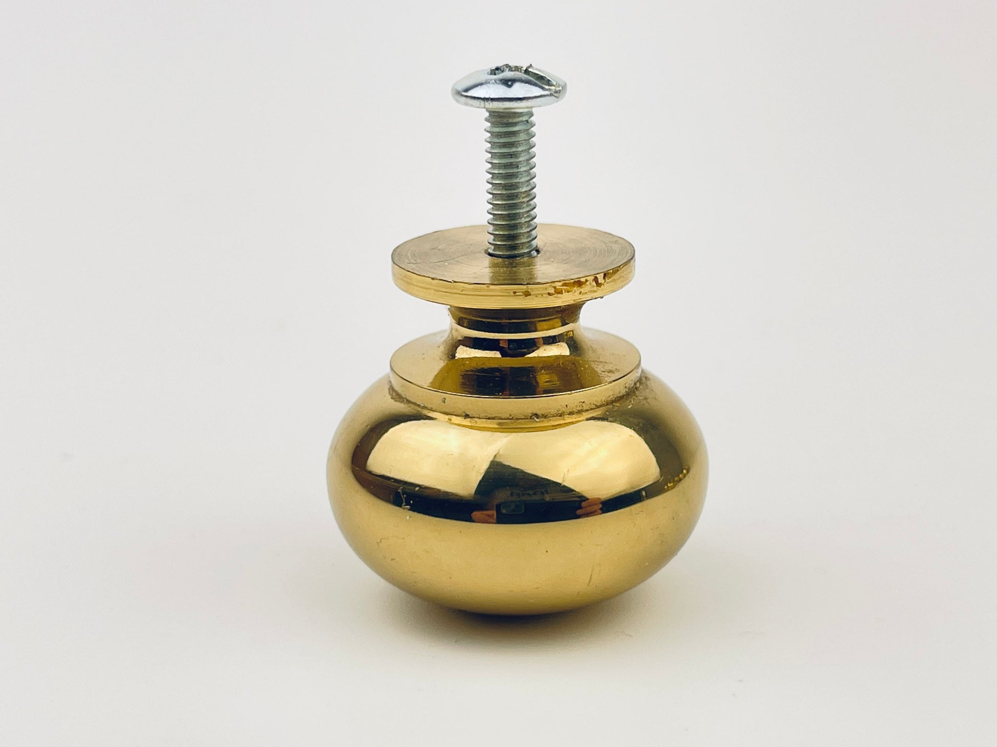 Product image for 'vintage 1980s solid brass drawer knob polished circular pull for cabinets or dressers' (view e9a8fd)
