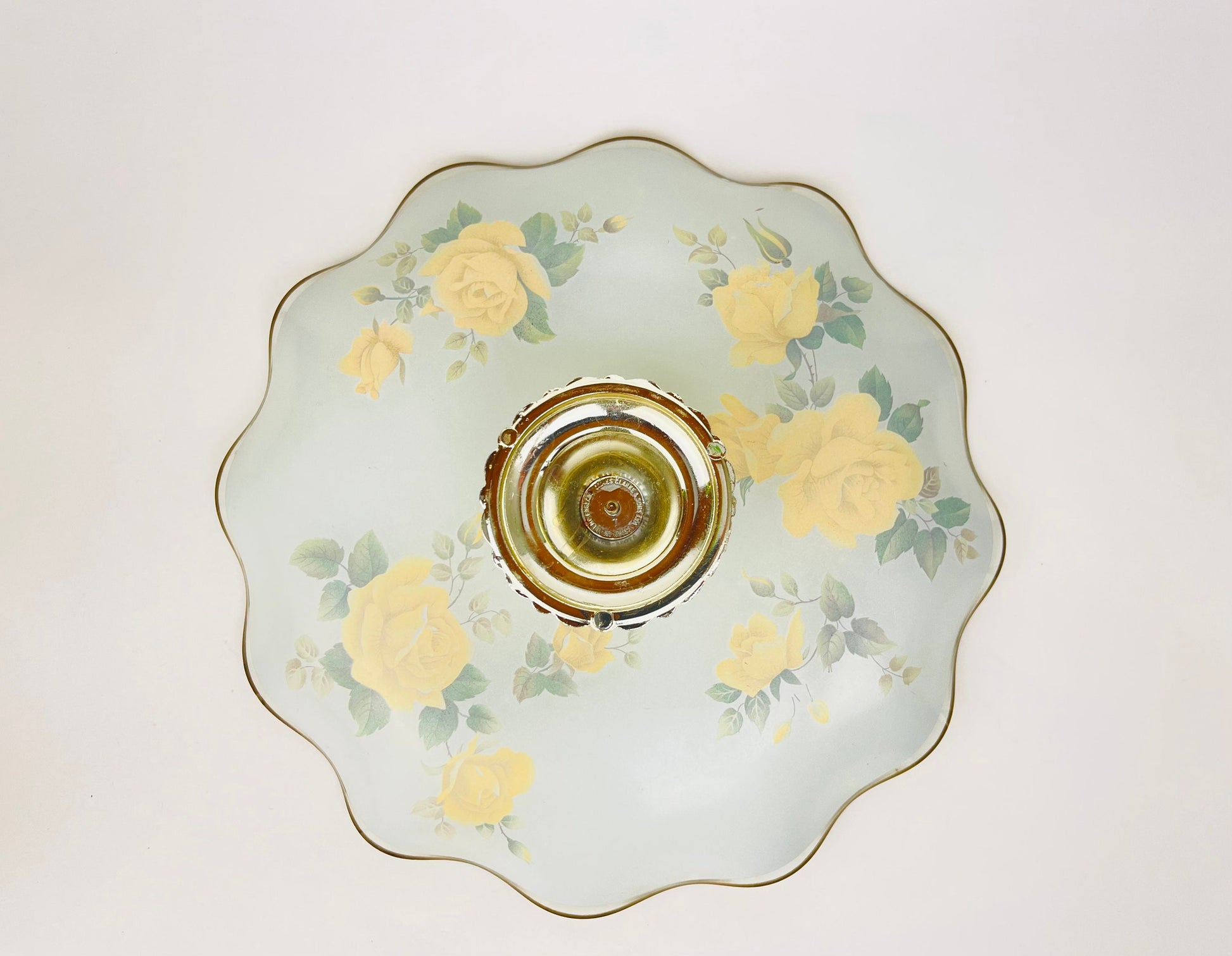 Product image for 'vintage ruffled glass yellow rose floral pedestal bowl james clarke sons england stoke on trent' (view 36f2f6)